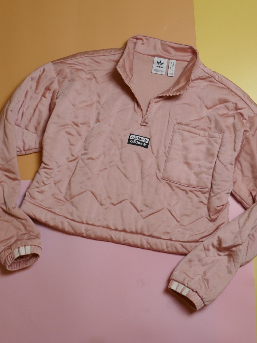 Adidas Cropped Quarter-Zip Jacket Dusty Pink size small